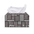 Glen Plaid Patchwork Pattern Print Leather Tissue Box Cover