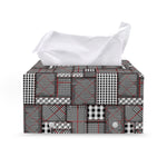 Glen Plaid Patchwork Pattern Print Leather Tissue Box Cover