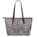 Glen Plaid Patchwork Pattern Print Leather Tote Bag With Zipper