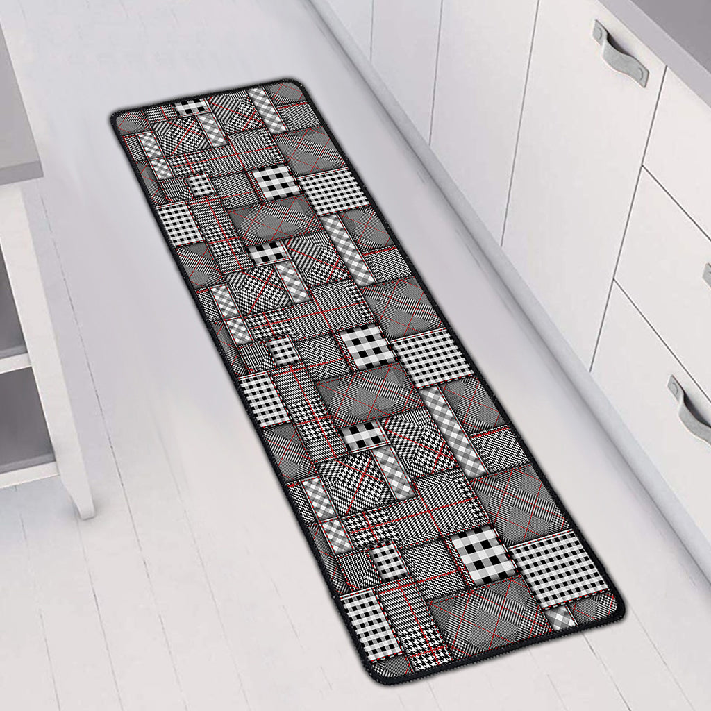Glen Plaid Patchwork Pattern Print Long Kitchen Mat