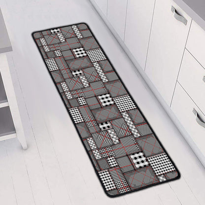 Glen Plaid Patchwork Pattern Print Long Kitchen Mat