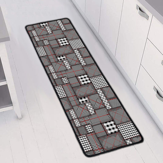 Glen Plaid Patchwork Pattern Print Long Kitchen Mat