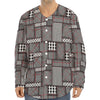 Glen Plaid Patchwork Pattern Print Long Sleeve Baseball Jersey