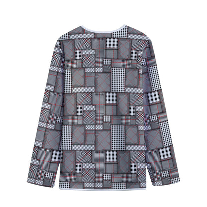 Glen Plaid Patchwork Pattern Print Long Sleeve Short Coat