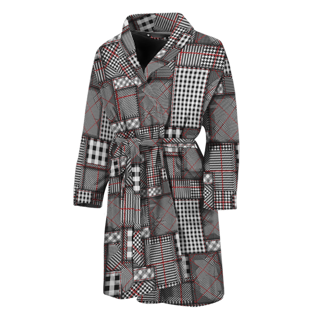 Glen Plaid Patchwork Pattern Print Men's Bathrobe