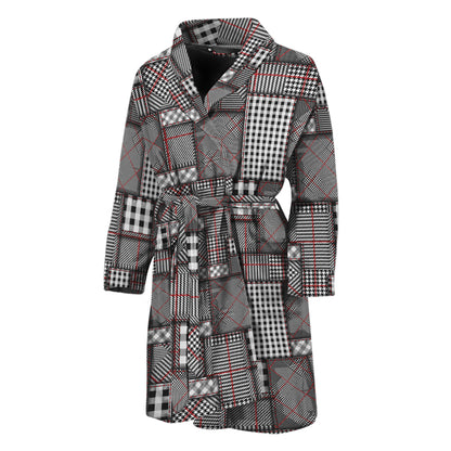 Glen Plaid Patchwork Pattern Print Men's Bathrobe