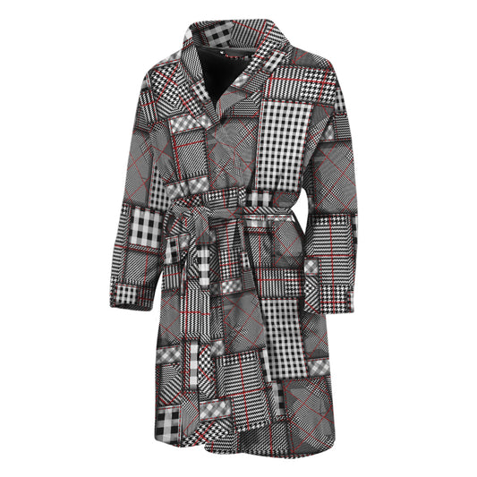 Glen Plaid Patchwork Pattern Print Men's Bathrobe
