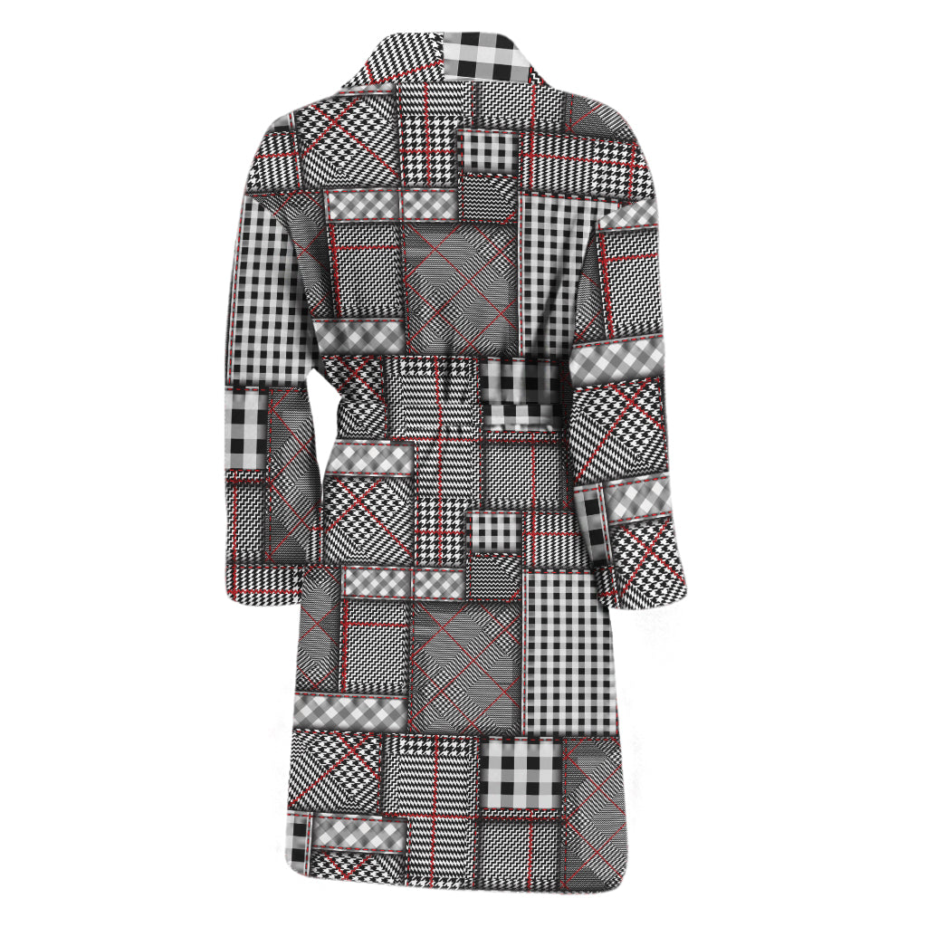 Glen Plaid Patchwork Pattern Print Men's Bathrobe