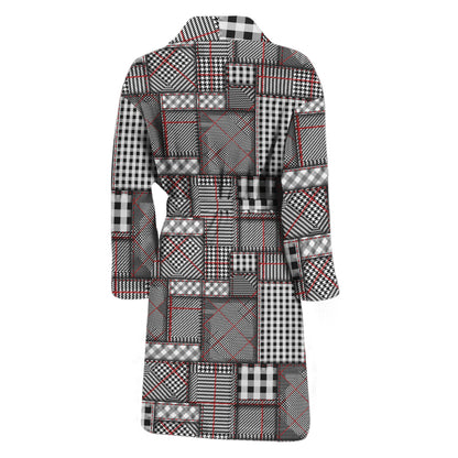 Glen Plaid Patchwork Pattern Print Men's Bathrobe