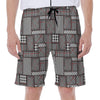 Glen Plaid Patchwork Pattern Print Men's Beach Shorts