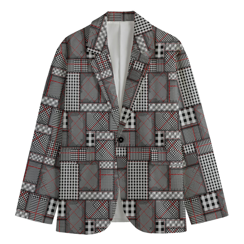 Glen Plaid Patchwork Pattern Print Men's Blazer