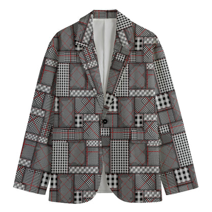 Glen Plaid Patchwork Pattern Print Men's Blazer