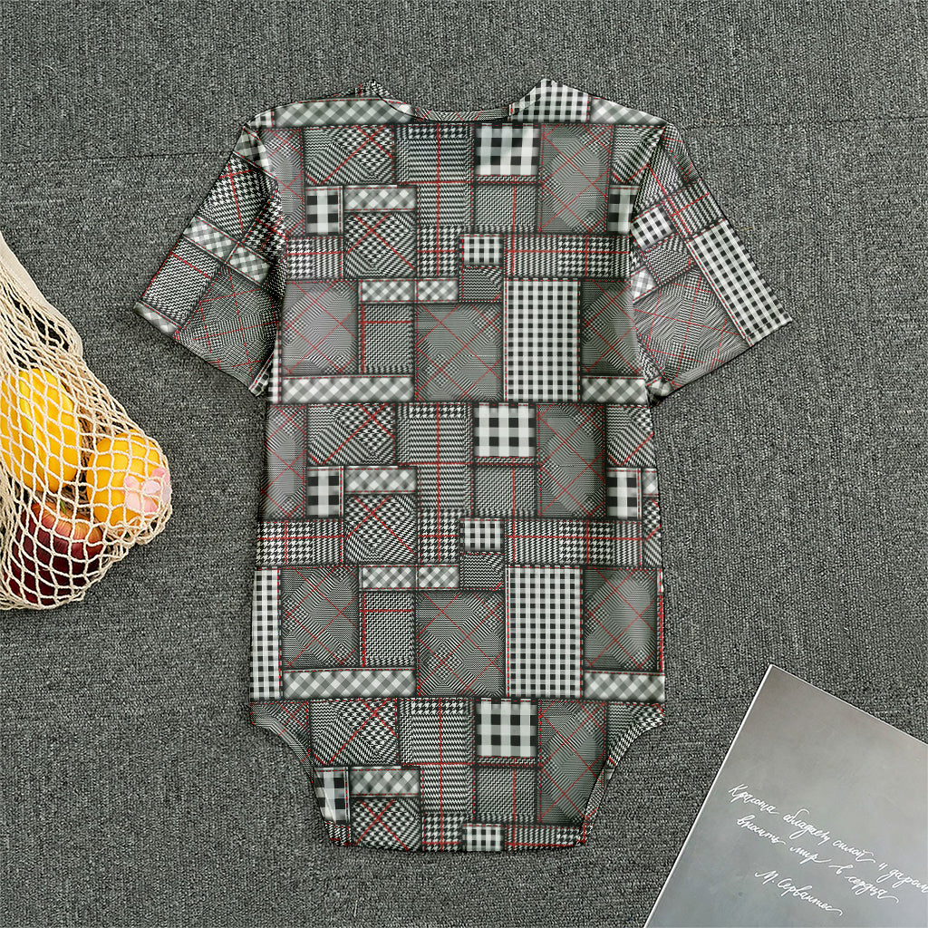 Glen Plaid Patchwork Pattern Print Men's Bodysuit