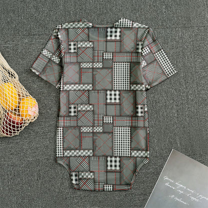 Glen Plaid Patchwork Pattern Print Men's Bodysuit