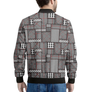 Glen Plaid Patchwork Pattern Print Men's Bomber Jacket
