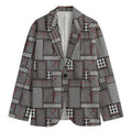 Glen Plaid Patchwork Pattern Print Men's Cotton Blazer