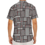 Glen Plaid Patchwork Pattern Print Men's Deep V-Neck Shirt