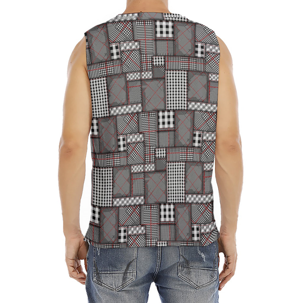 Glen Plaid Patchwork Pattern Print Men's Fitness Tank Top