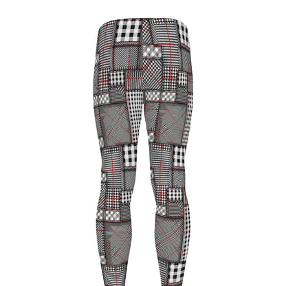 Glen Plaid Patchwork Pattern Print Men's leggings