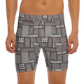 Glen Plaid Patchwork Pattern Print Men's Long Boxer Briefs