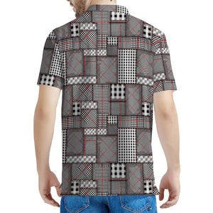 Glen Plaid Patchwork Pattern Print Men's Polo Shirt
