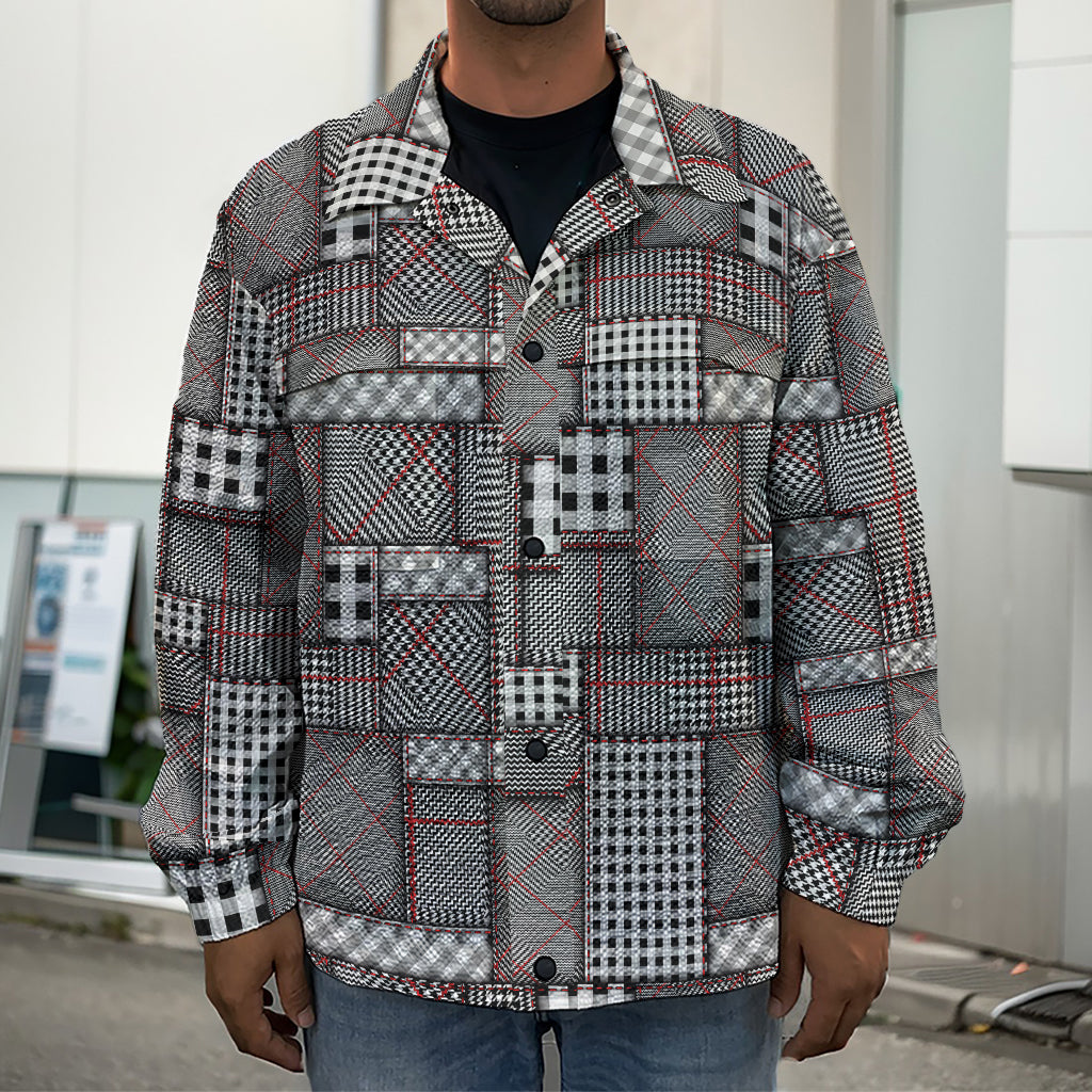 Glen Plaid Patchwork Pattern Print Men's Shirt Jacket