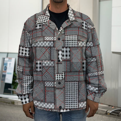 Glen Plaid Patchwork Pattern Print Men's Shirt Jacket