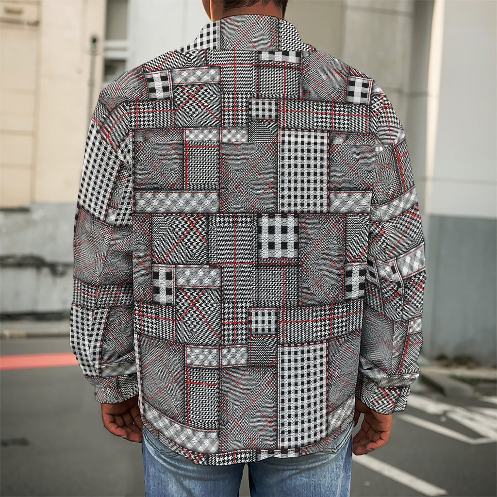 Glen Plaid Patchwork Pattern Print Men's Shirt Jacket