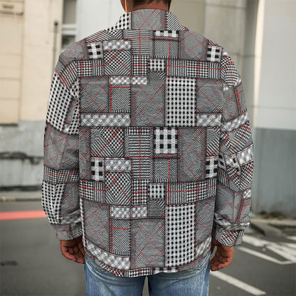 Glen Plaid Patchwork Pattern Print Men's Shirt Jacket