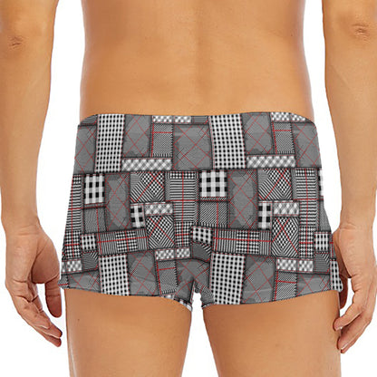 Glen Plaid Patchwork Pattern Print Men's Short Boxer Briefs
