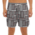 Glen Plaid Patchwork Pattern Print Men's Split Running Shorts