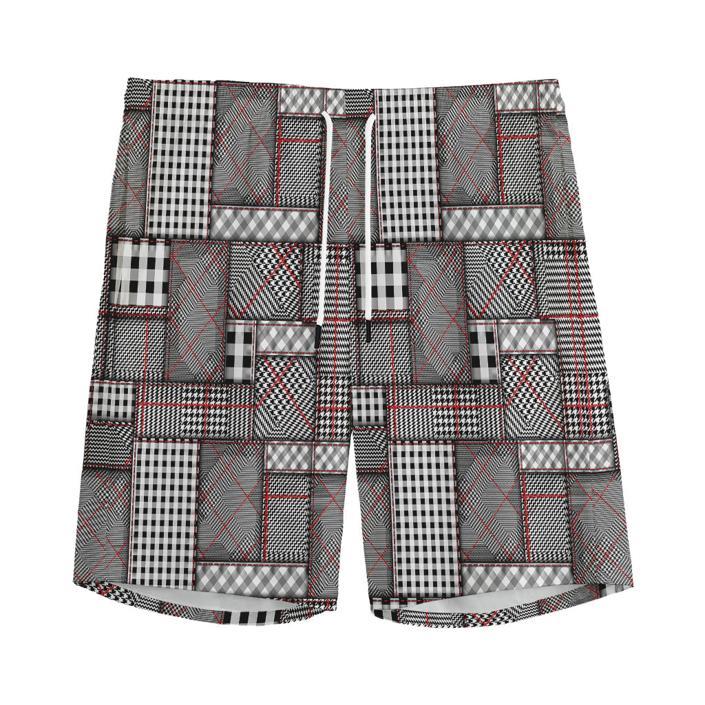 Glen Plaid Patchwork Pattern Print Men's Sports Shorts