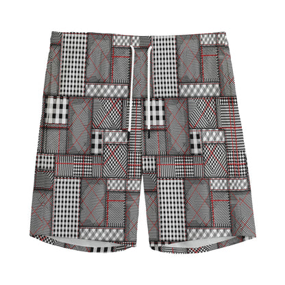 Glen Plaid Patchwork Pattern Print Men's Sports Shorts
