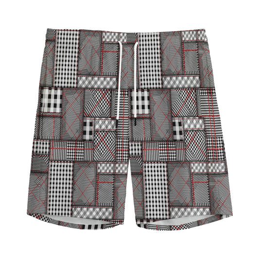 Glen Plaid Patchwork Pattern Print Men's Sports Shorts