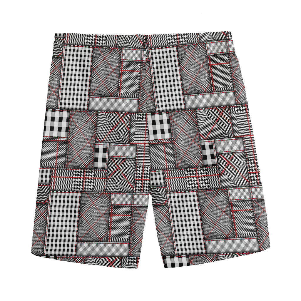 Glen Plaid Patchwork Pattern Print Men's Sports Shorts