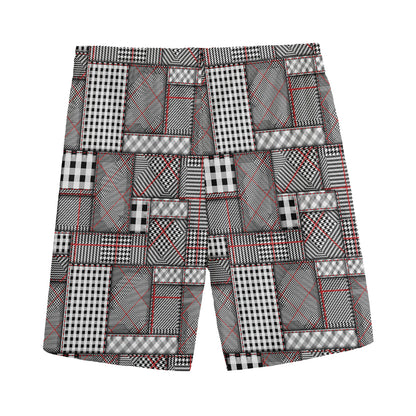 Glen Plaid Patchwork Pattern Print Men's Sports Shorts