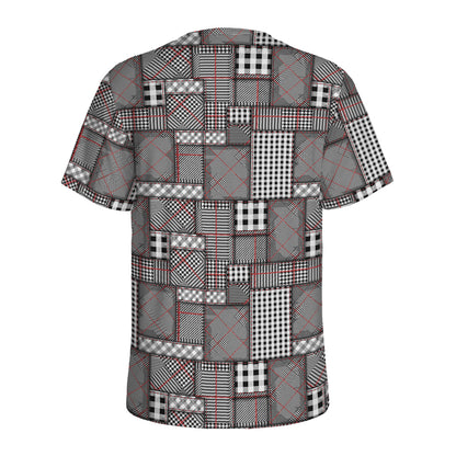 Glen Plaid Patchwork Pattern Print Men's Sports T-Shirt