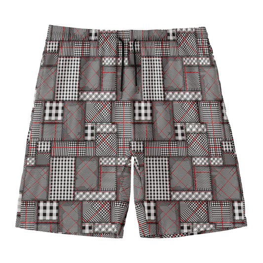 Glen Plaid Patchwork Pattern Print Men's Swim Trunks