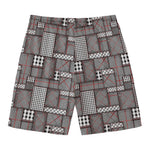 Glen Plaid Patchwork Pattern Print Men's Swim Trunks