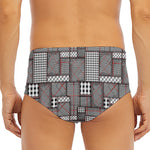 Glen Plaid Patchwork Pattern Print Men's Triangle Swim Briefs