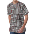 Glen Plaid Patchwork Pattern Print Men's Velvet T-Shirt