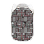 Glen Plaid Patchwork Pattern Print Mesh Laundry Hamper