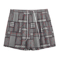 Glen Plaid Patchwork Pattern Print Mesh Shorts