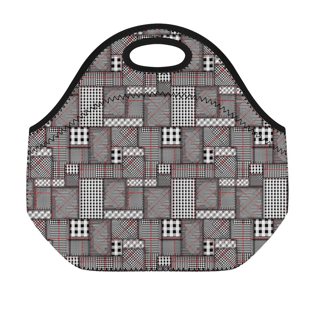 Glen Plaid Patchwork Pattern Print Neoprene Lunch Bag