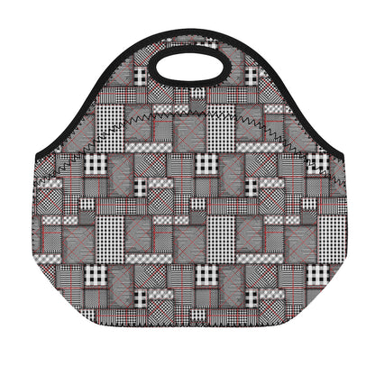 Glen Plaid Patchwork Pattern Print Neoprene Lunch Bag