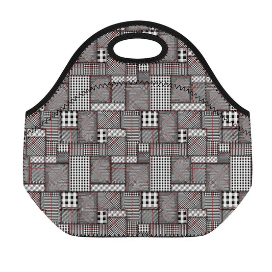Glen Plaid Patchwork Pattern Print Neoprene Lunch Bag