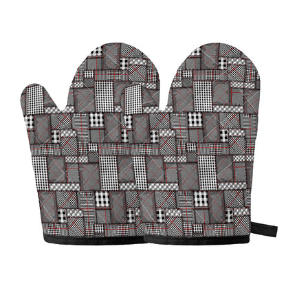Glen Plaid Patchwork Pattern Print Oven Mitts