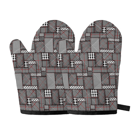 Glen Plaid Patchwork Pattern Print Oven Mitts