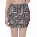 Glen Plaid Patchwork Pattern Print Pencil Mini Skirt