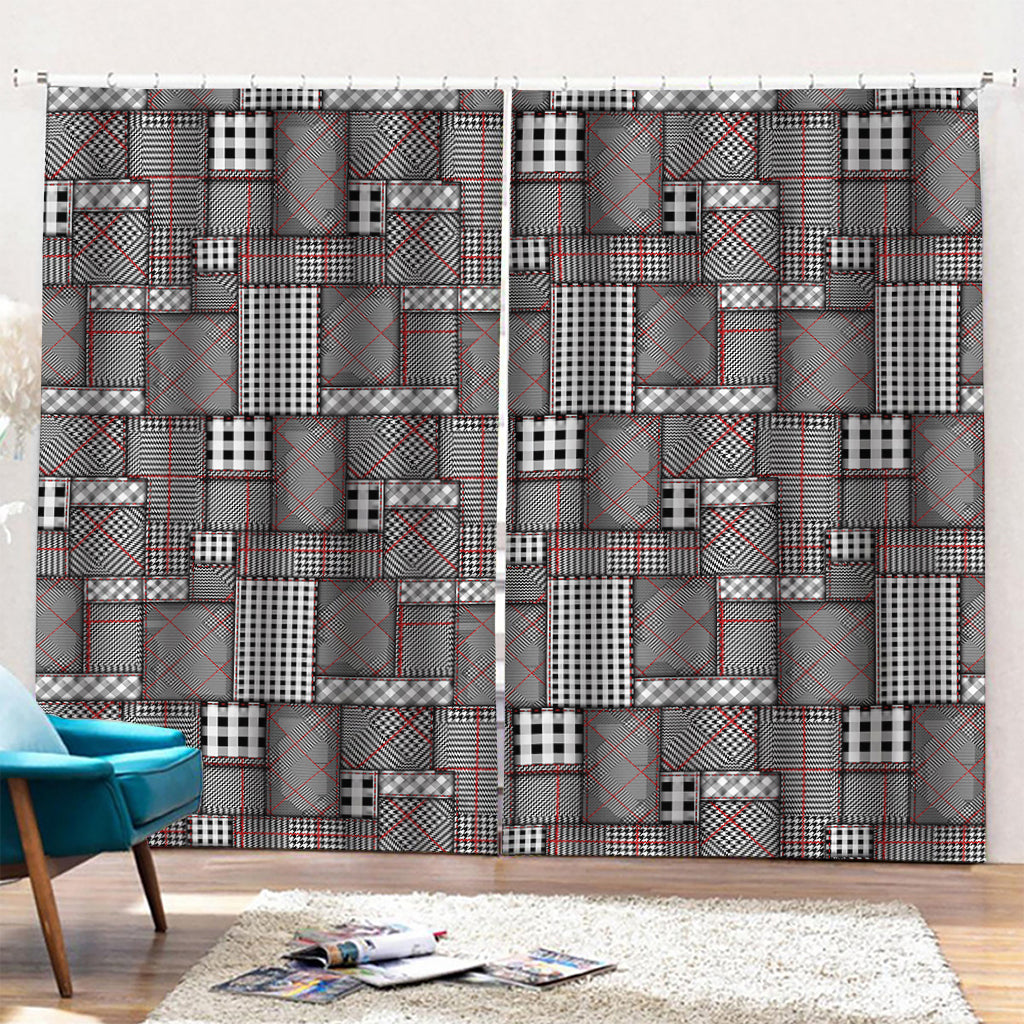 Glen Plaid Patchwork Pattern Print Pencil Pleat Curtains